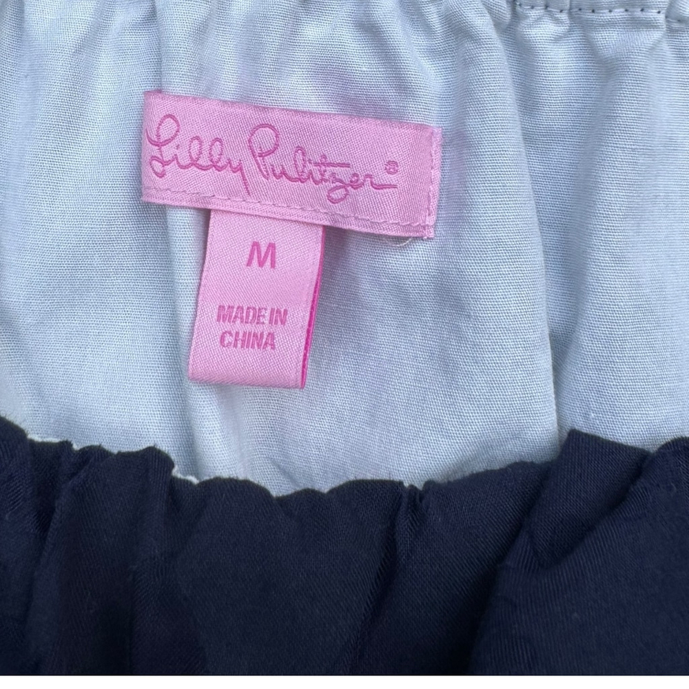 Lilly Pulitzer Libby Strapless Dress M Anchor Print Colorblock Nautical Summer - Picture 10 of 13